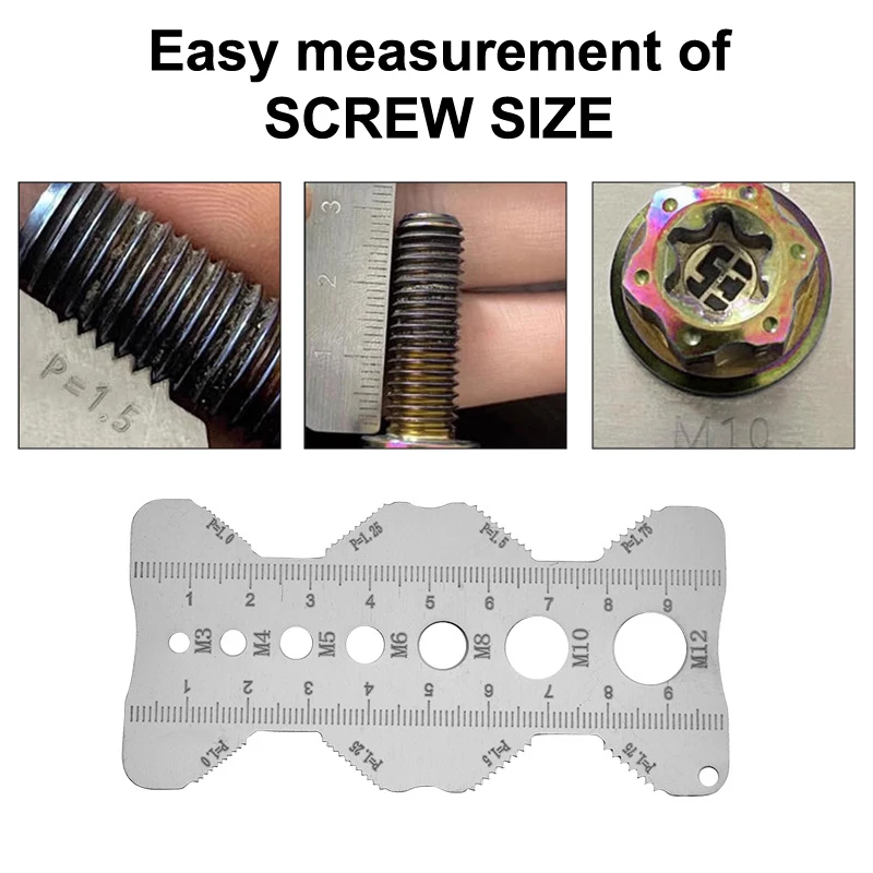 Stainless Steel Thread Checker Screw Measurement Ruler Metric Caliper Gauge Tool
