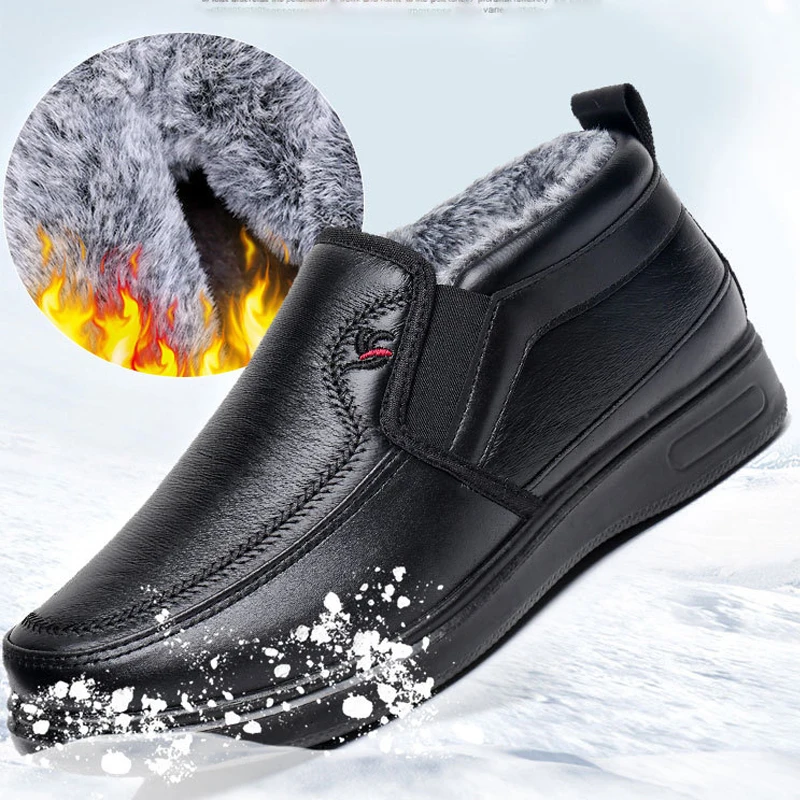 Men Boots Waterproof Snow Boots Plush Warm Fur Winter Men Shoes Antislip Ankel Boots