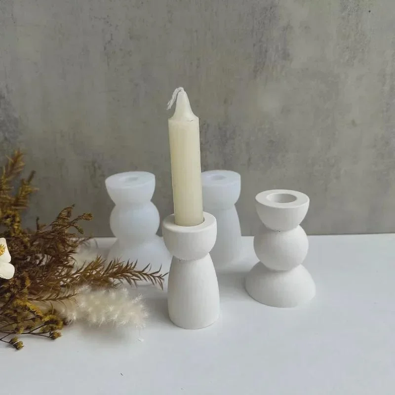 Kreative Geometrische Kerzenständer-Form Zylindrische Halbkreisförmige Silikonform DIY Kristall-Tropfer Gips-Kerzenhalter Ornament