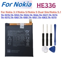 HE336 Battery For Nokia 3.1 5 Dual 5.1 TA-1076 1053 1024 1044 1027 1074 1075 1061 TA-1081 1057 1063 1070 HE-336 Bateria +tools