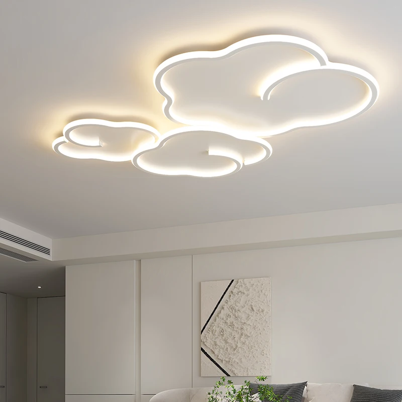 

Scandinavian White Cloud Ceiling Lamp Super Thin Living Room Chandelier Light 40cm 50cm 90cm Remote Control Dimming Optional