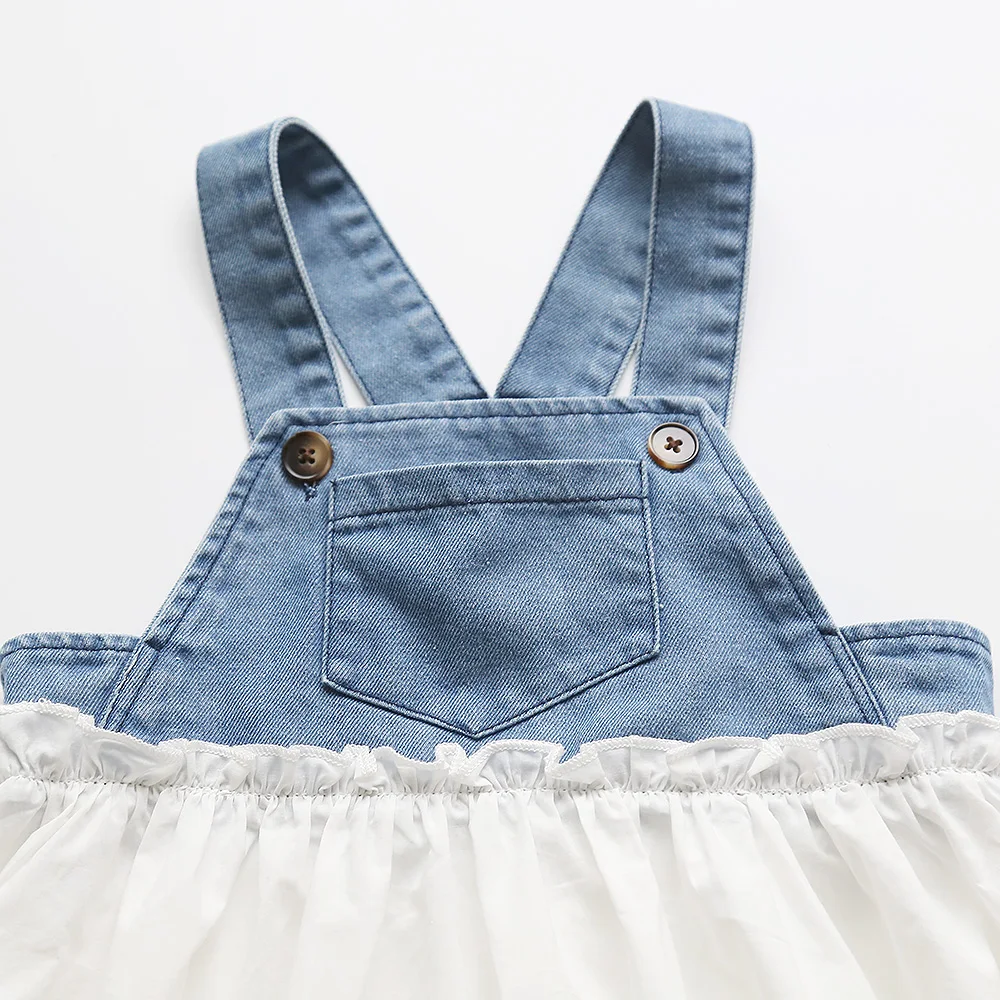 MILANCEL Baby Clothes Toddler Girl Dresses Lace And Denim Patchwork Infant Dress