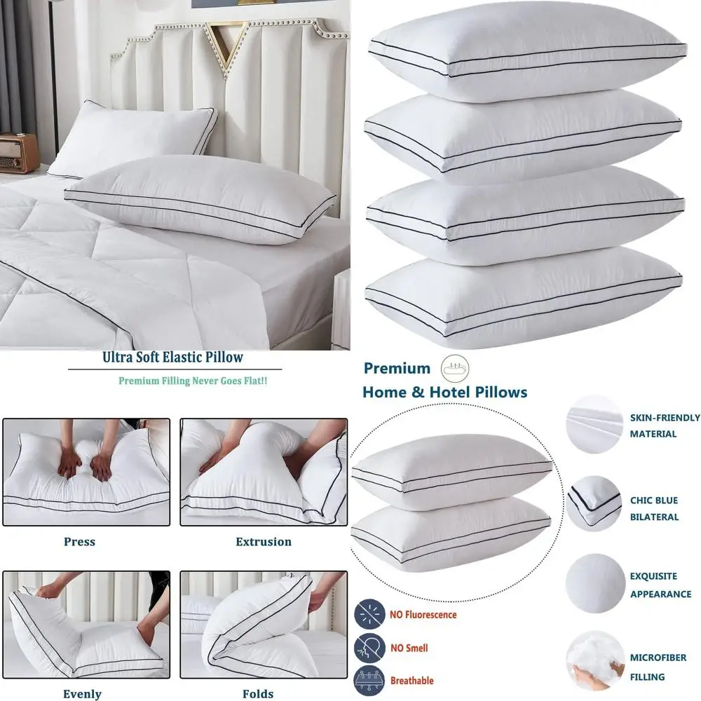 

Роскошные мягкие подушки King с дышащим чехлом из микрофибры, идеально подходят для сна по бокам и спине (белые, упаковка из 4 шт.)