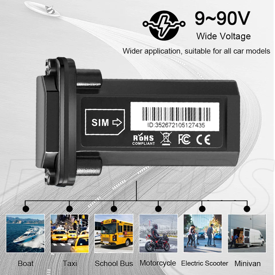 GPSトラッカー GSM/GPRS/GPS DAGPS T12 Waterproof GPS Tracker for Car 12-90V with Real-Time