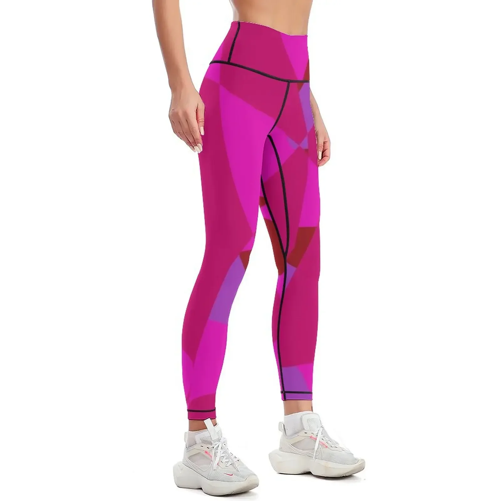 Hot pink, purple, red, pink abstract art Leggings high waist Pants sport sportswear woman gym 2025 sports for Womens Leggings