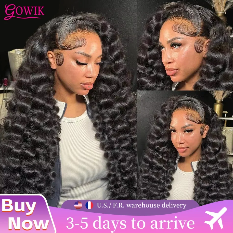 250% 30 40Inch Human Hair 13x6 HD Lace Frontal Wig Brazilian Loose Deep Wave Curly Human Hair Lace Front Wig Preplucked for Women