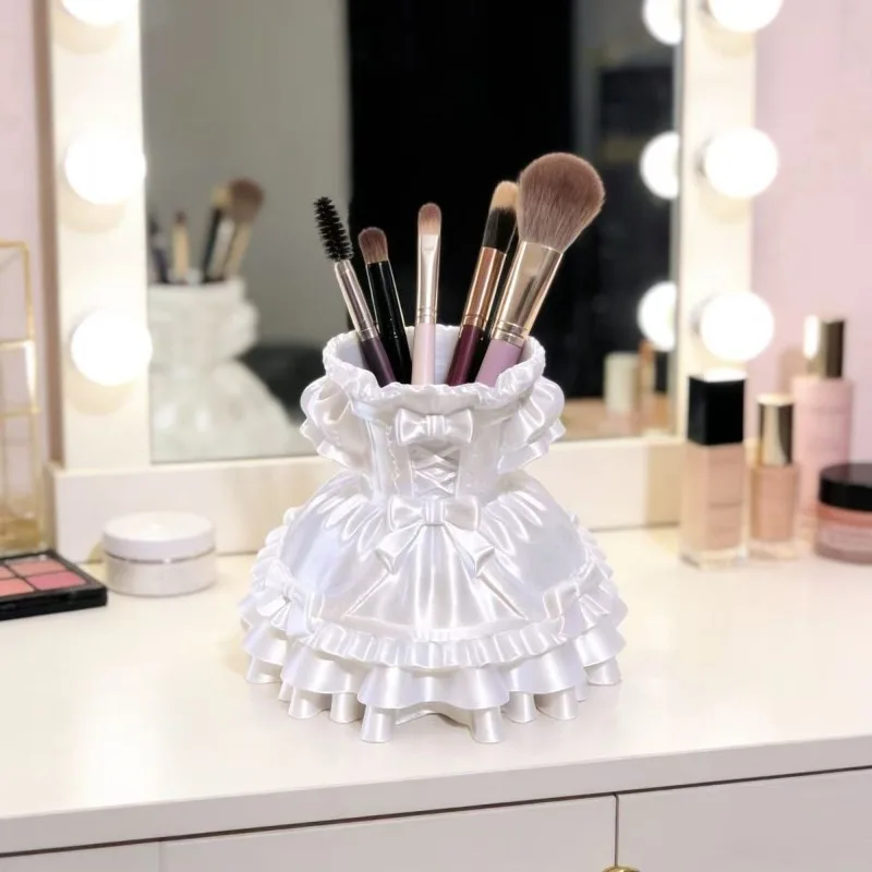 Hot 3D Printed New Princess Dress Lolita Girl Cute Desktop Storage Box Pen Holder Makeup Decoration Ornament - view 3