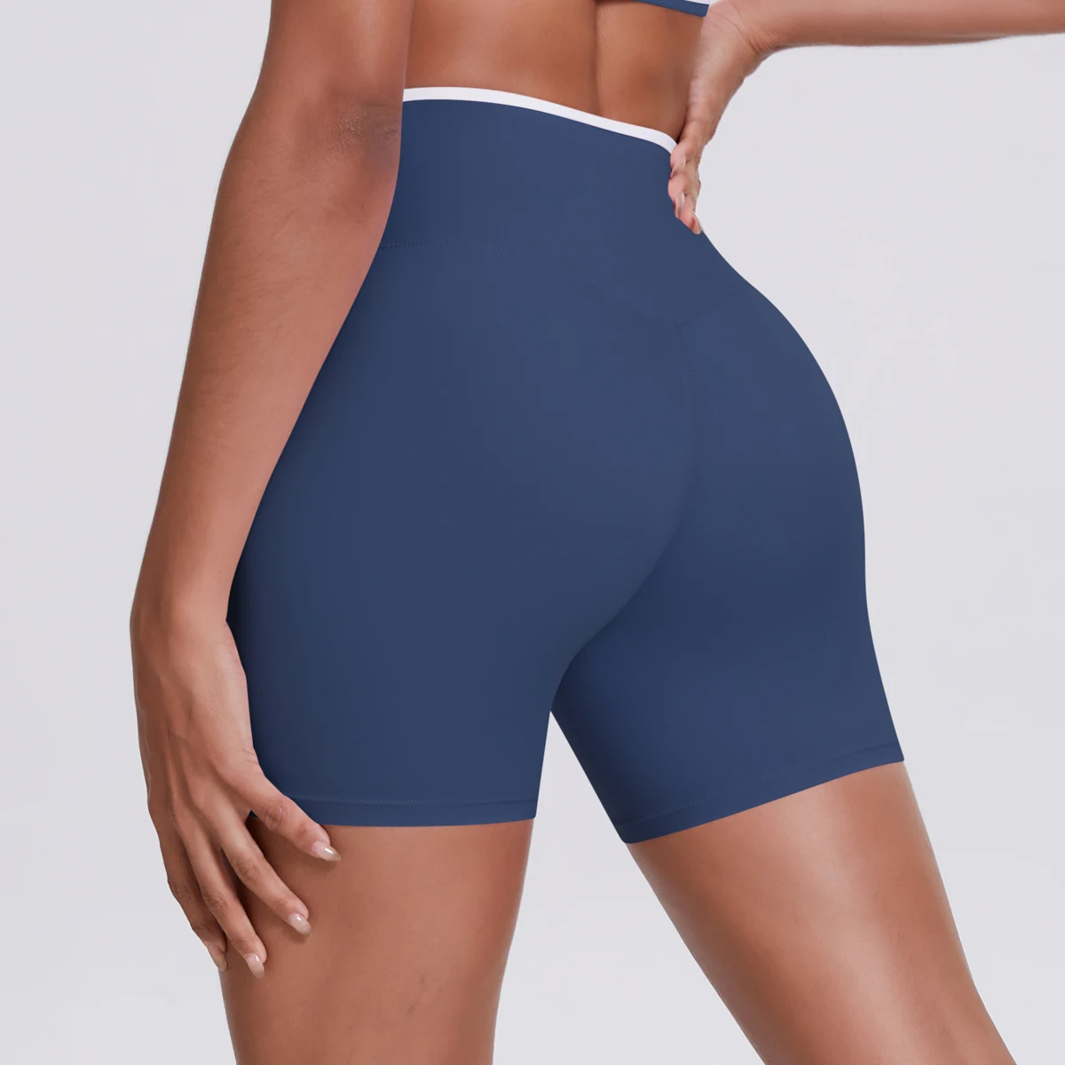 Yoga-Shorts, Damen-Fitness-Shorts, Shorts mit V-förmiger Taille, Lauf- und Fahrradshorts, atmungsaktive Sportleggings, Shorts mit hoher Taille für das Training und das Fitnessstudio. – Detail 11