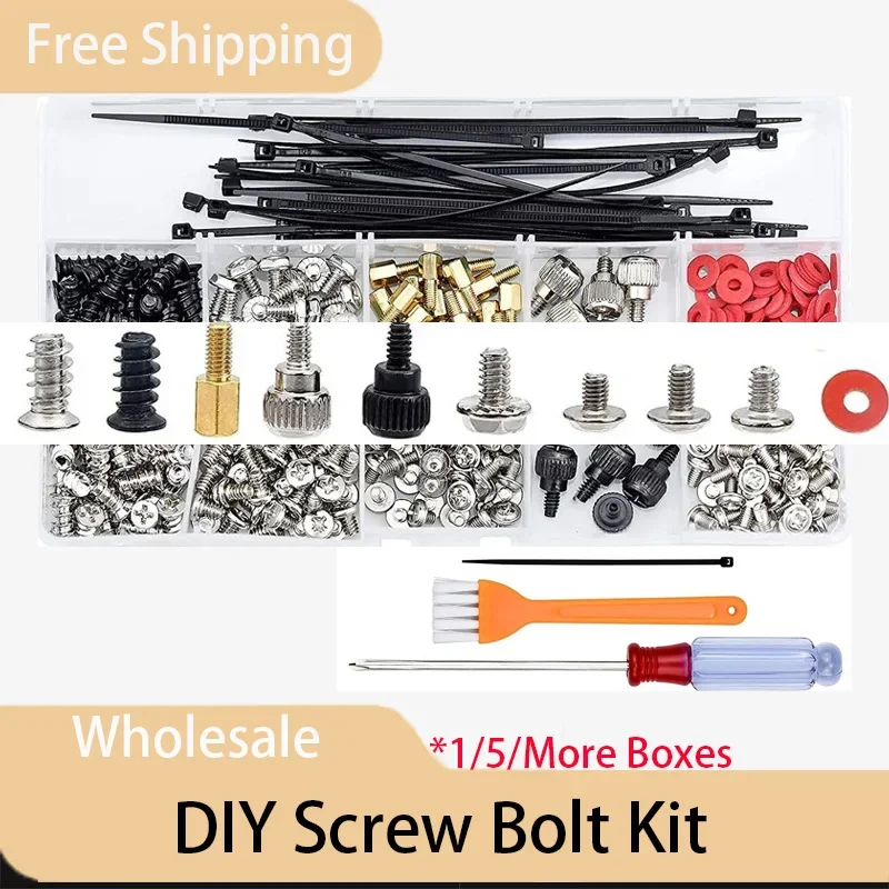 

DIY Screws Bolt Kit Set for Computer PC Case Hard Disk Drive Fan Motherboard Power Supply Server HDD PSU PCI Mount Repair