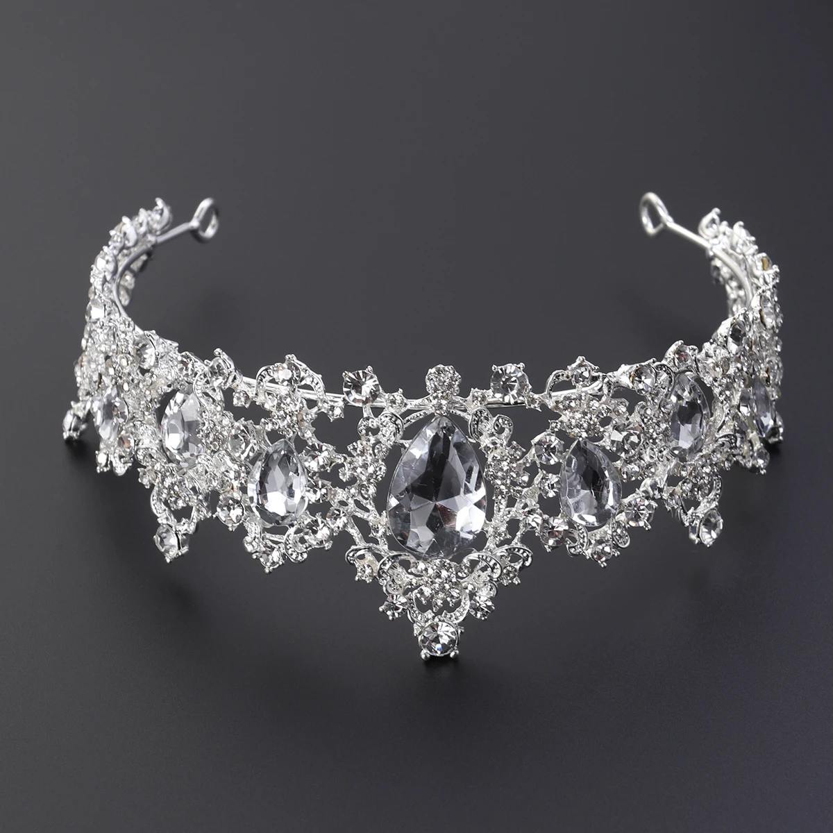 إكسسوارات شعر الزفاف الفاخرة من الكريستال، غطاء رأس ملكي خفيف الوزن متألق للنساء لحفلات الزفاف #3