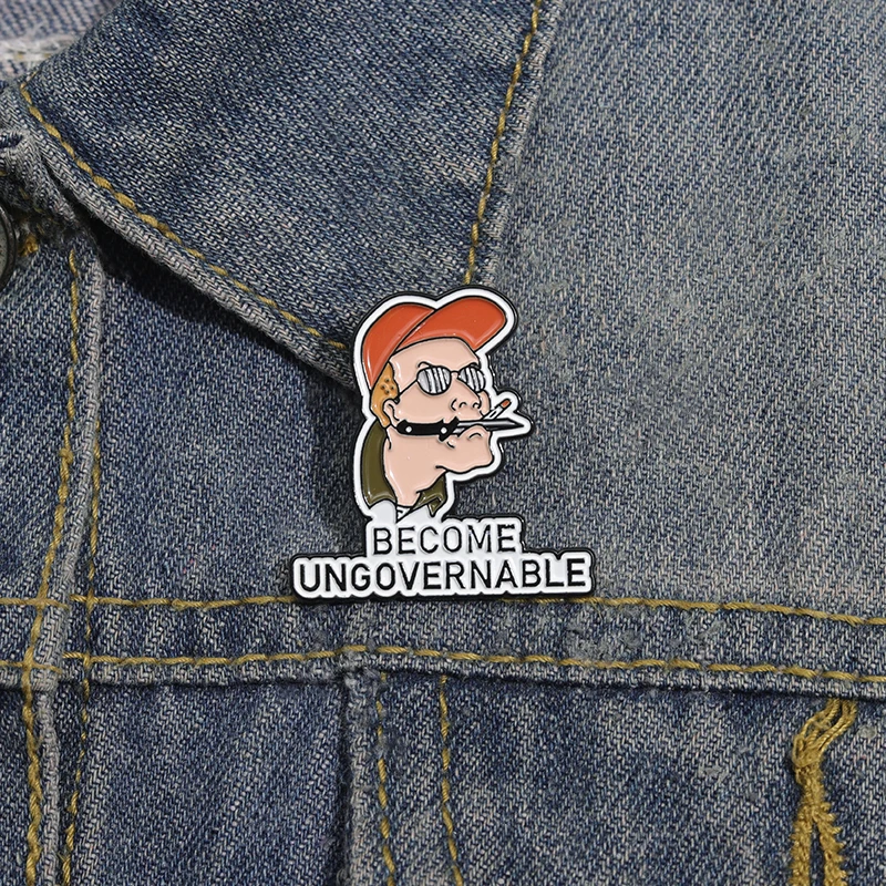 Become Ungovernable Character Enamel Pins Funny Man Wearing A Hat Metal Brooch Backpack Lapel Badge Jewelry Accessories Gift