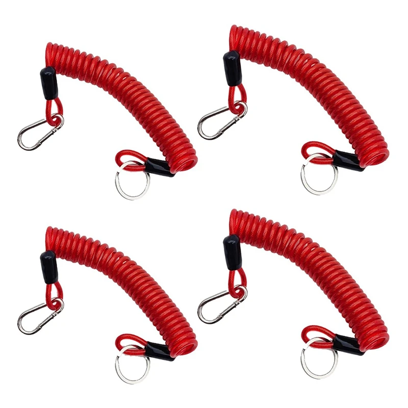 6FT Trailer Brake Away Cable, Trailer Breakaway Safety Cable Spring Towing Coiled Wire For RV Trailer Emergency 4Pack