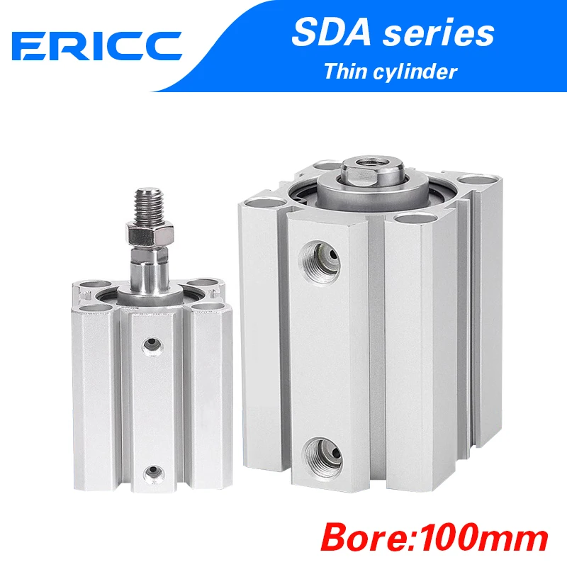 

SDA100 series Pneumatic Compact air Cylinder Bore to 5/10/15/20/25/30/35/40/50 mm Stroke High quality double acting cylinder