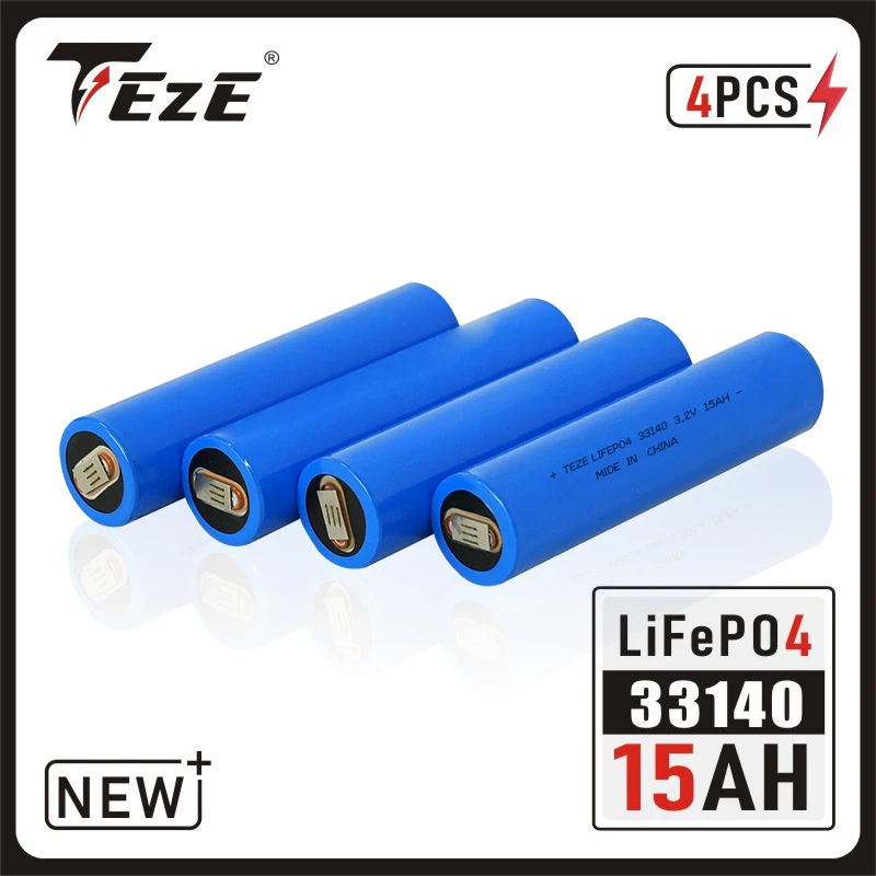 

New 33140 3.2V 15Ah 4PCS Lifepo4 Battery for Diy 12V 24V 36V 48V 15AH Power Tools Cell Pack Electric Bicycles Motorhome Scooter