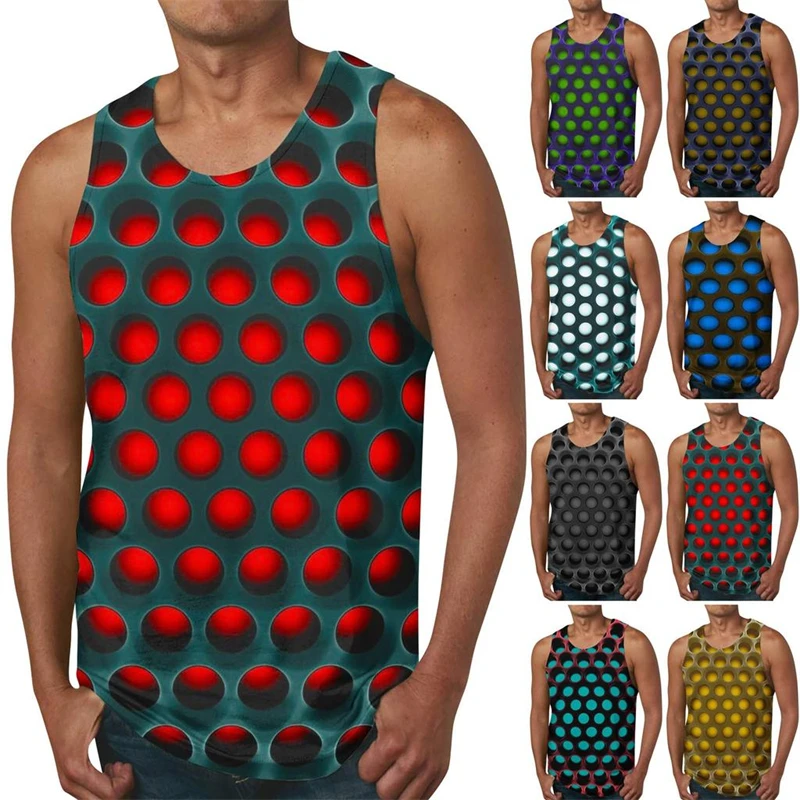 New Men/Women 3D Printed Optical Illusion Daily Casual Vest Fashion Streetwear Men Loose Sporting Tank Top Sleeveless Tank Tops