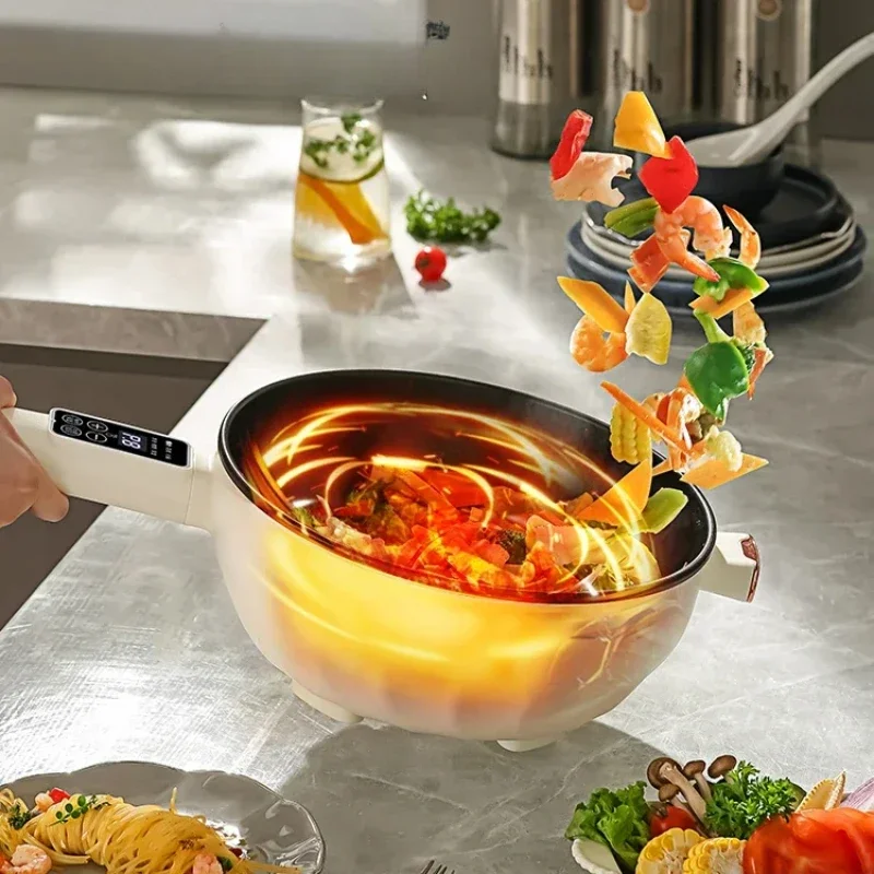 MultiFunction Electric Cooking Pot, NonStick Electric Fryer and Steamer for Home Use, Compact Cooker, Quick Meal Appliance