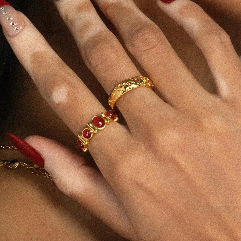 

Высококачественное кольцо из титановой стали с камнем «Тигровый глаз» для женщин, не выцветающие ювелирные изделия из агата из нержавеющей стали