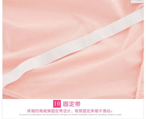 Koreanische Prinzessin Bett bezug 4 Stück Set einfarbige Rüschen Spitze Bett bezug und Kissen bezug für Mädchen Frau romantische Tages decke – Detail 12
