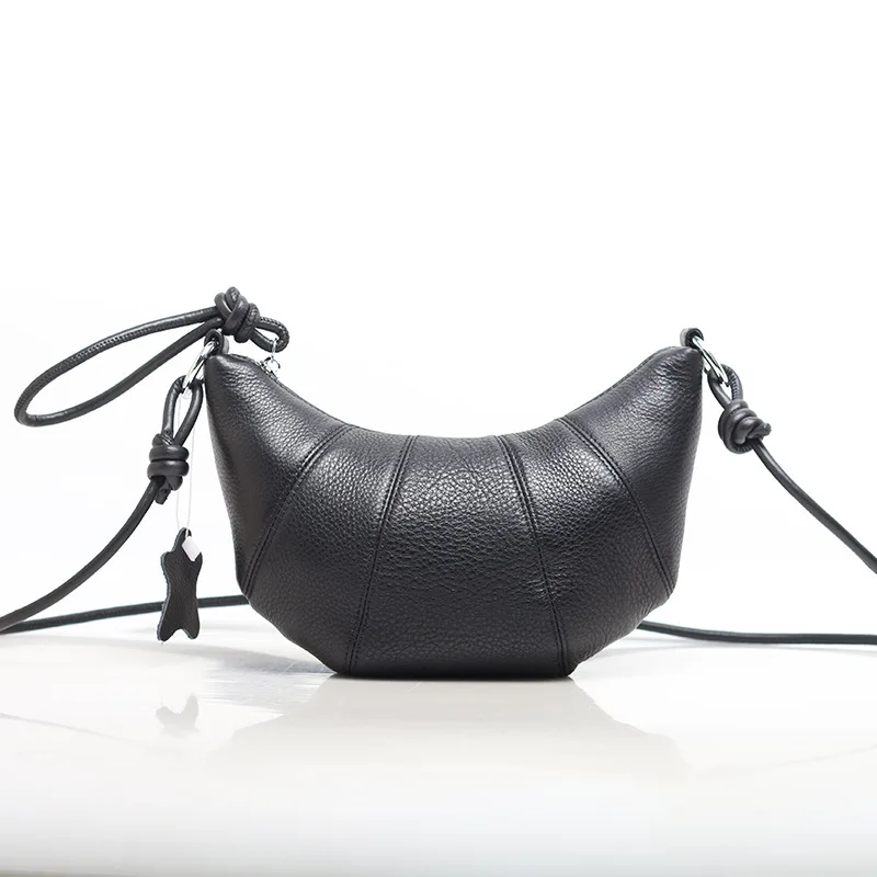 Guangzhou New Croissant First Layer Leather One-Shoulder Women's Bag Genuine Leather Bag Mobile Phone Bag Han