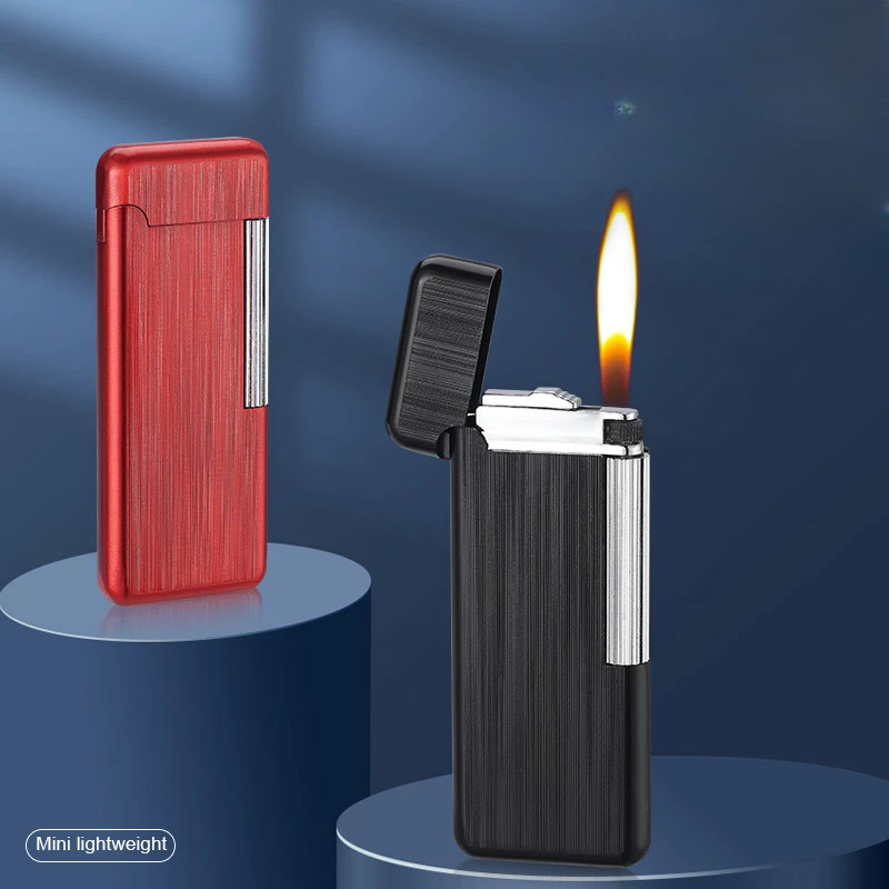 8mm Ultra-slim Mini Inflatable Lighter Creative Cool Side Slide Ignition Weed Smoking Accessories Gadgets for Men Encendedores