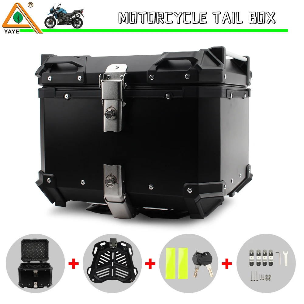 45L Motorcycle Top Box Aluminium Alloy Motorcycle Trunk Helmet Box Waterproof Motorbike Tail Box Luggage Storage Cases Quick