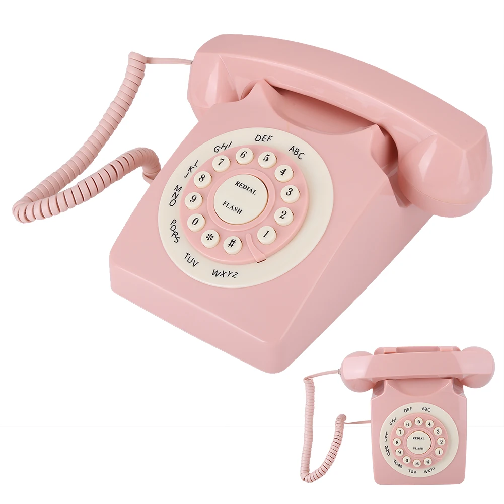 Vintage Telephone High Definition Call Quality Wired Telephone for Home Office Pink European telefono Landline Desk Telephone