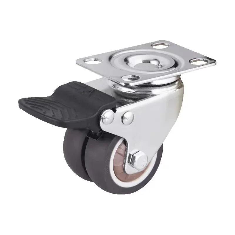 

1,5 2-дюймовая мебель с двумя колесами TPR, офисное кресло, универсальное колесо с плоским дном и тормозным отключением, промышленное усиление подшипника