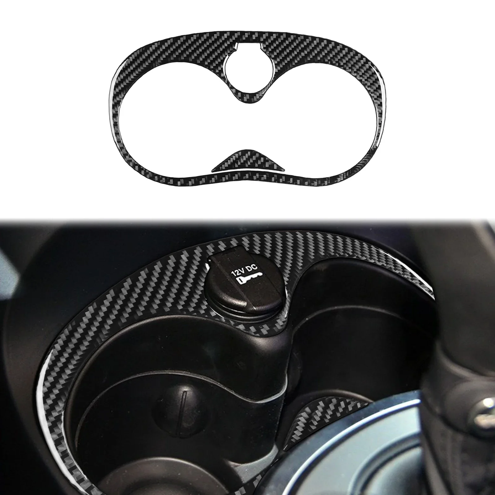 

For Fiat 500L 2014-2017 Car Front Water Cup Holder Cover Real Carbon Fiber Sticker Interior Auto Styling Accessories