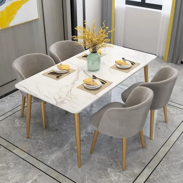 

ABCMarble Dining Table Nordic Hotel Restaurant Table and Chair Combination Apartment Home Living Room