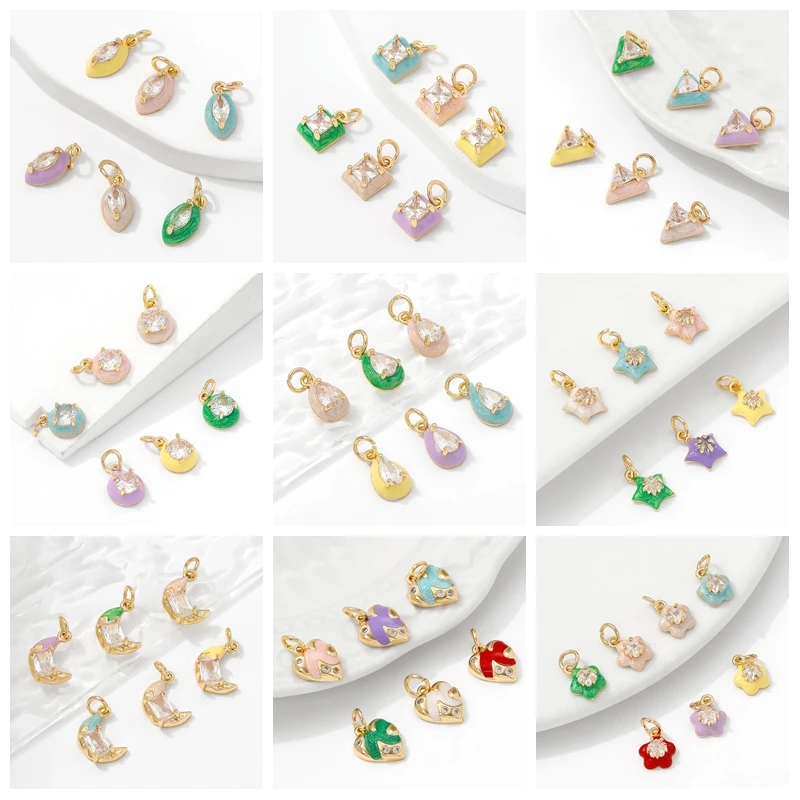 14K vergoldeter Messing-Dreieck-Charm-Anhänger für die Herstellung von Halsketten und Armbändern, Charms zur Schmuckherstellung, DIY-Zubehör – Detail 1