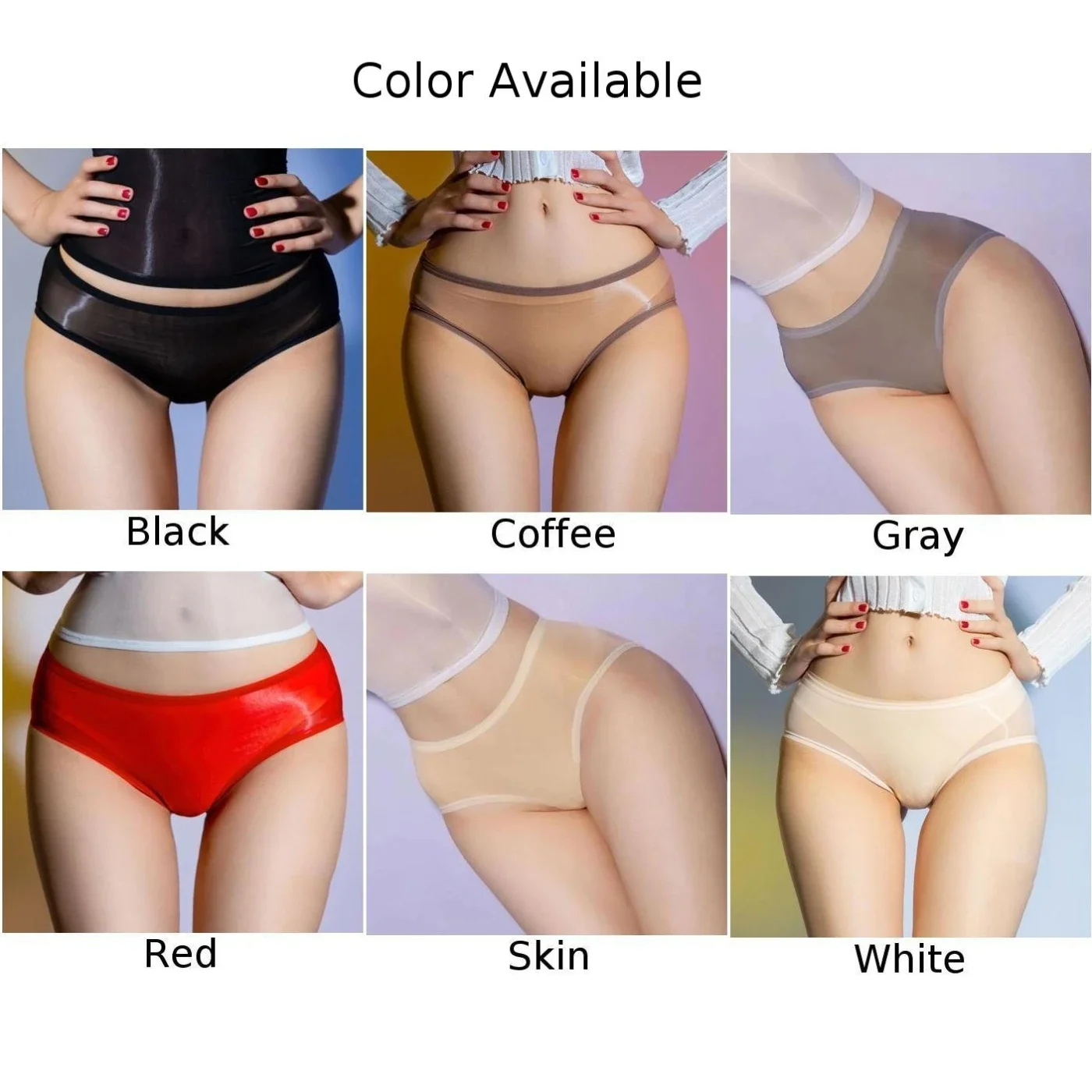 New Underwear Women Oil Shiny Sheer Glossy Briefs Bottoms Silky Smooth Pants Sexy Sleepwear Swimwear Panties Elasticity Slips