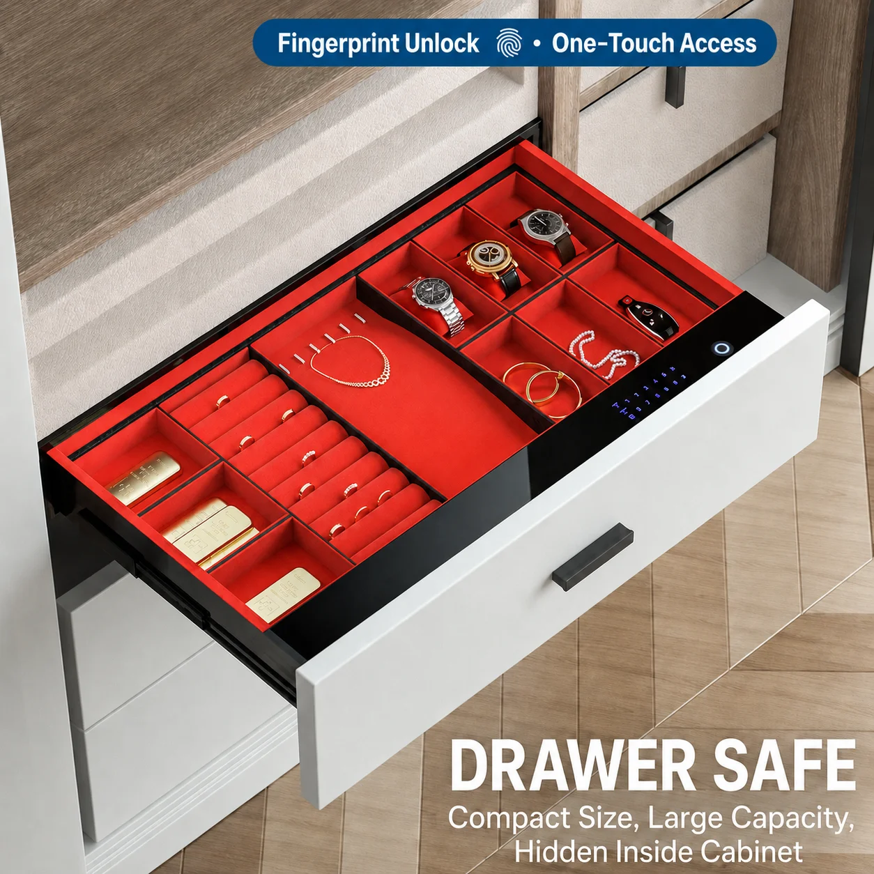 All Steel Modern Smart Lock Drawer Safe Digital Password Fingerprint High Quality Durable Home Hotel Money Jewelry Safe