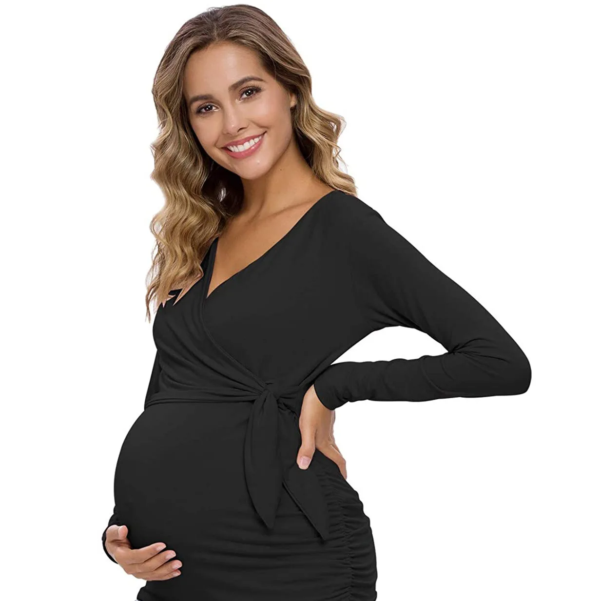 Pregnant Women Maternity Tops Breastfeeding Solid Color Long Sleeve Nursing T-shirt