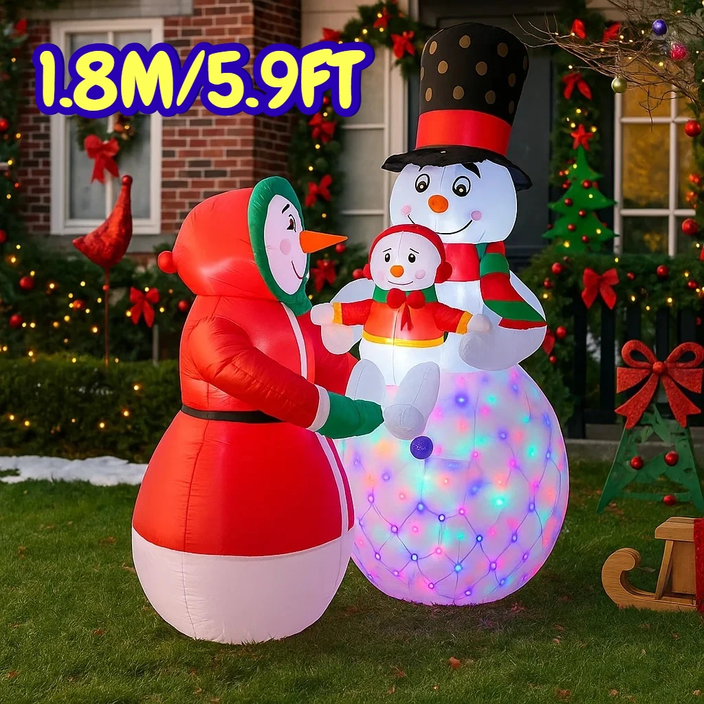 1.8 متر/5.9FT نفخ ثلج الأسرة مزلقة أضواء شجرة عيد الميلاد LED ديكورات المنزل اللعب ساحة عيد الميلاد عطلة الإضاءة الحلي