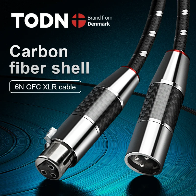 

TODN HIFI xlr Audio Cable Stereo High Purity 6N OFC Gold Plated xlr Plug Male to Female for Microphone Mixer Carbon Fiber Plug