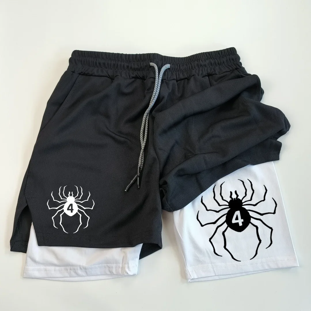 Calções anime hunter x hunter masculino, calções de ginástica aranha respirável, esportes de verão, fitness, treino, calças curtas de jogging