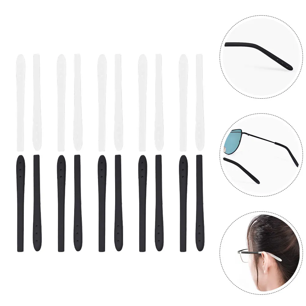 

10Pairs Comfortable Silicone Glasses Temple Covers Non-Slip Anti-Slip Ear Cushions Soft Eyeglasses Temple Sleeves Glasses Arm