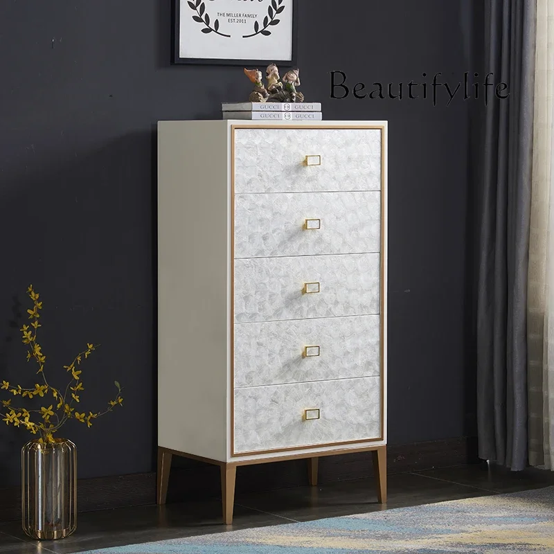 Affordable Luxury Style Solid Wood Shell Chest of Drawers Simple Storage Drawer Chest  Bedroom Two-Bucket Kitchen Cabinet