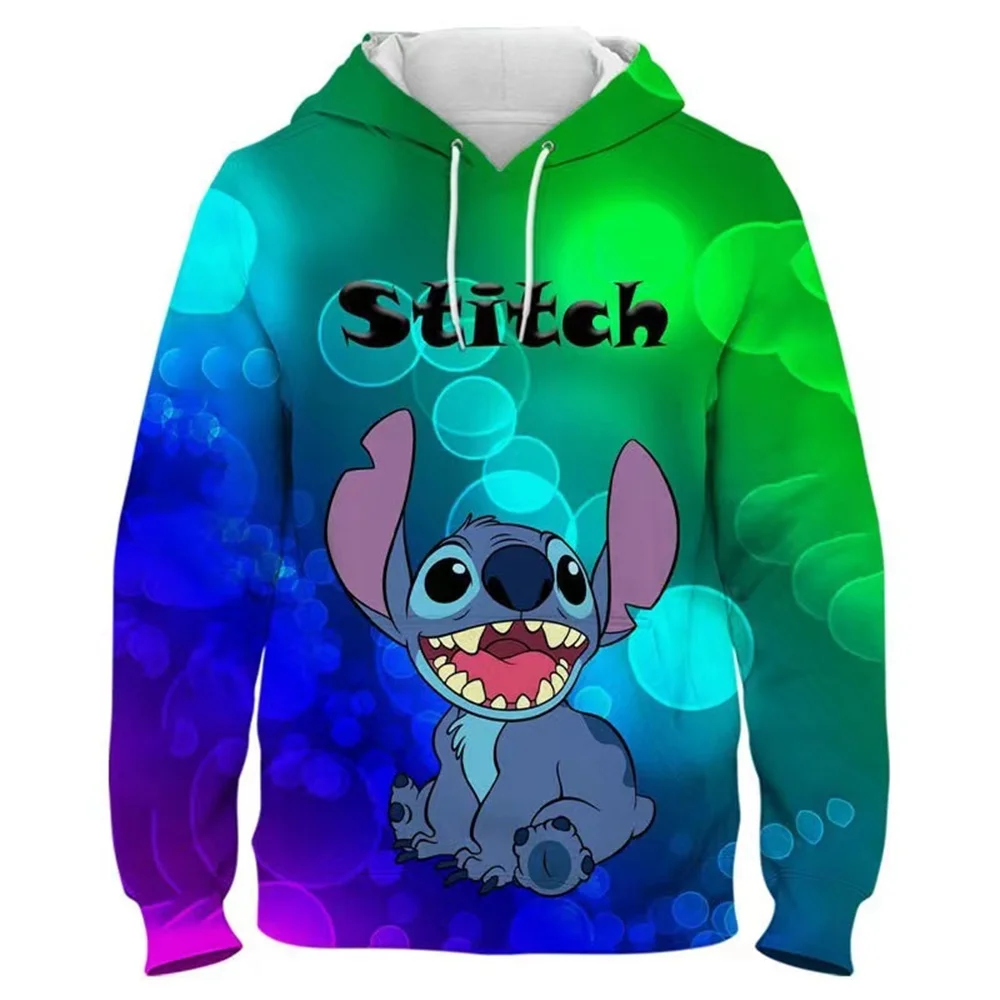 

MINISO Disney Classic Boy Cartoon Cute Animation Stitch 3D New Printed Sweater Hooded Long Sleeve Top New Loose Pullover Clothes