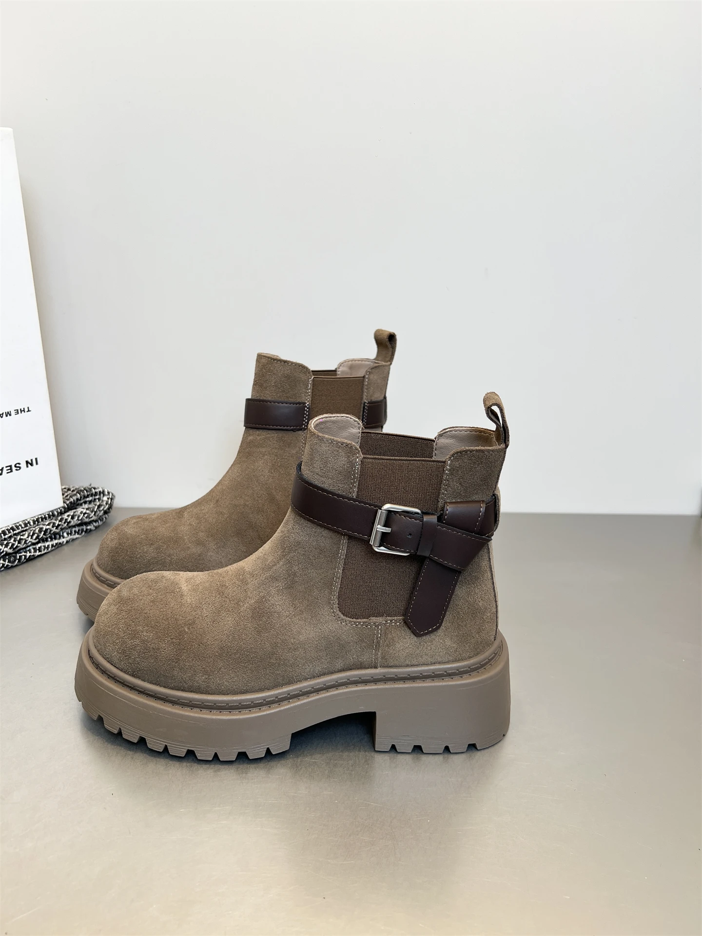 

Новые женские ботильоны на толстой подошве на платформе, короткие ботильоны, увеличивающие рост, осенне-зимние женские короткие ботильоны на толстой подошве Botas De Mujer