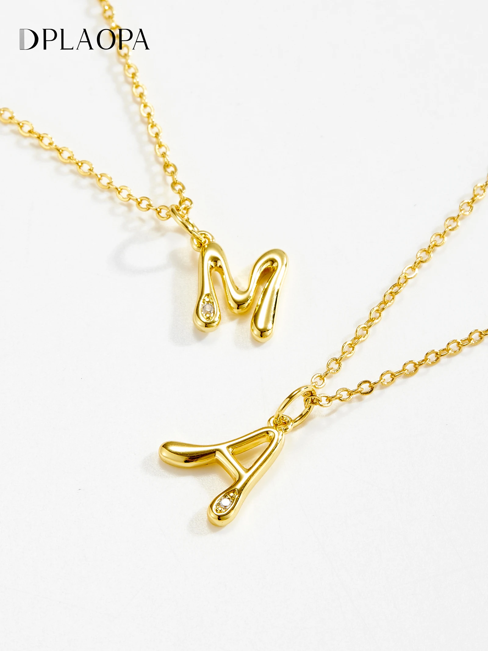 

DPLAOPA 925 Sterling Silver Letter A M Zircon CZ Necklace 2025 Luxury Fashion Fine Party Anniversary Gift Women Jewelry