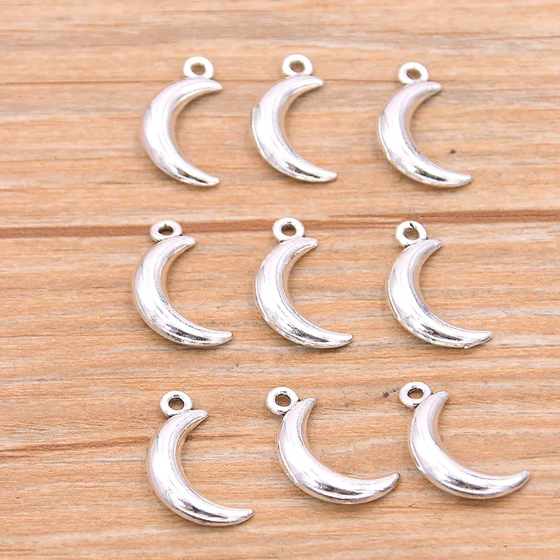 20PCS 9*18mm 2 Color Light Board Moon Charms Natural Pendant Metal Alloy DIY Necklace Bracelet Earrings Handwork Marking