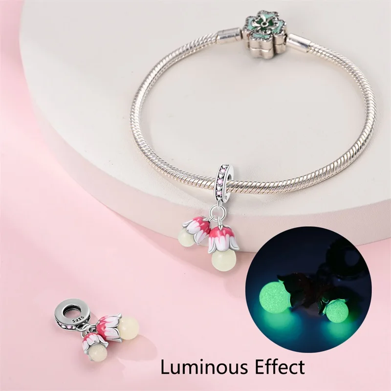 925 Silver Color Luminous Planet Spacecraft Astronaut Firefly Charms Beads Fit Qikaola 925 Bracelets DIY Christmas Jewelry Gifts