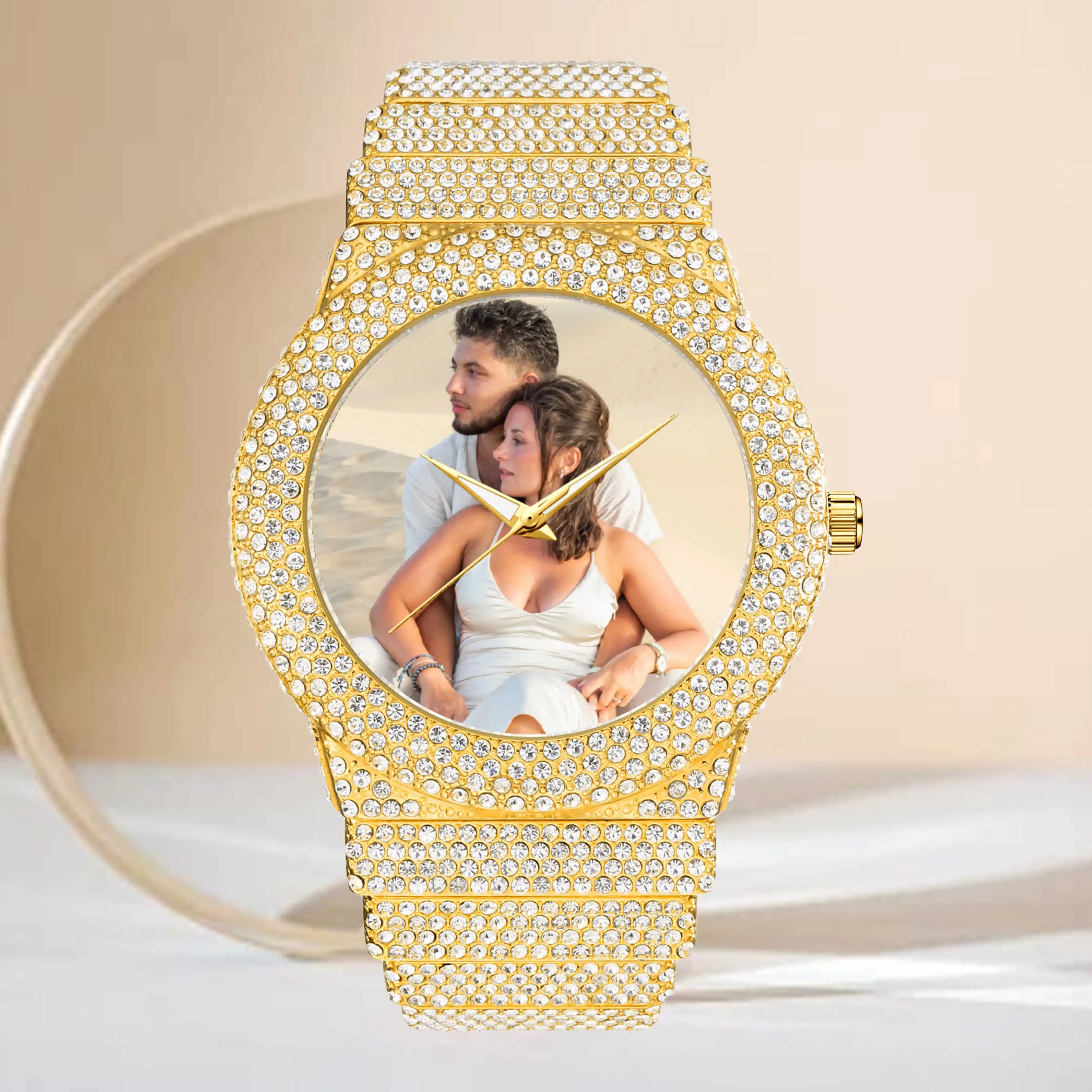 DIY anpassbare Luxus-Herren-Quarzuhr mit vollständig mit Diamanten besetztem Zifferblatt – perfekt für Freizeit- und Geschäftsanlässe Reloj Hombre