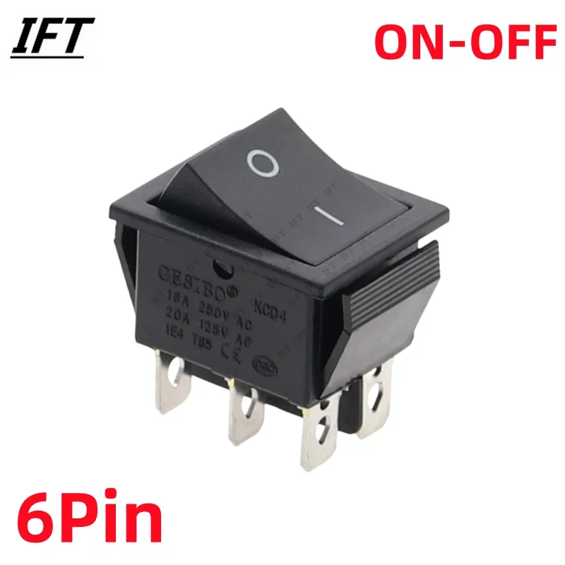 1 шт. KCD4 черный кулисный переключатель, выключатели питания ВКЛ-ВЫКЛ-ВКЛ, 2/3 положения, 4/6 контактов, стрелка, сброс/защелка, 16 А, 250 В переменного тока/20 А, 125 В переменного тока