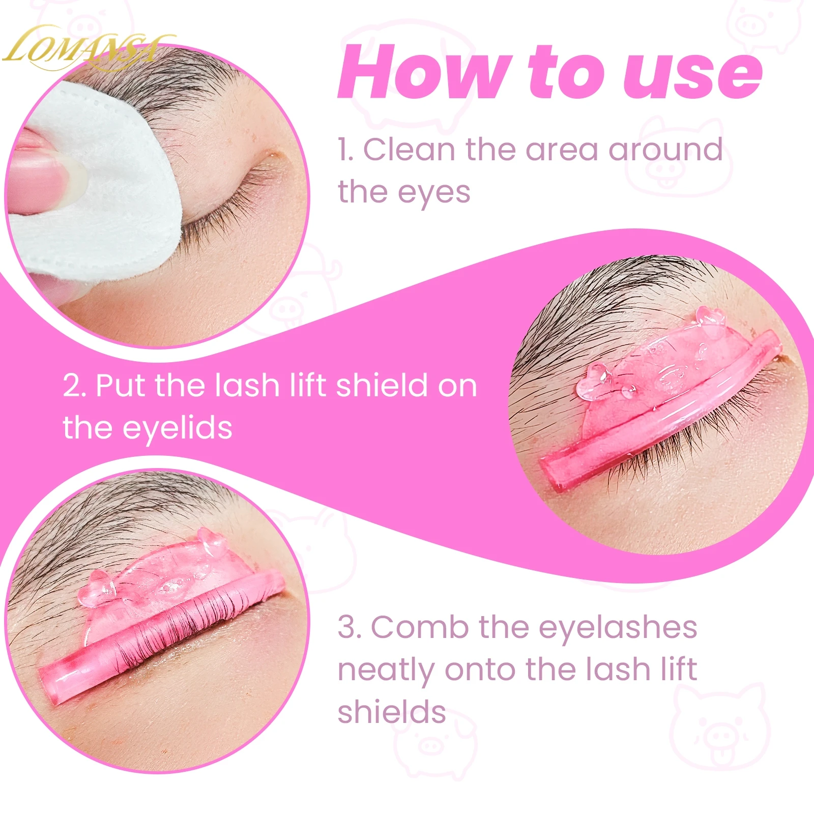 ロマンサ 4ペア Uカール シリコン製 まつげパーマパッド 粘着式まつげロッド シールド リフティング 3Dまつげカーラー アクセサリー メイクアップツール