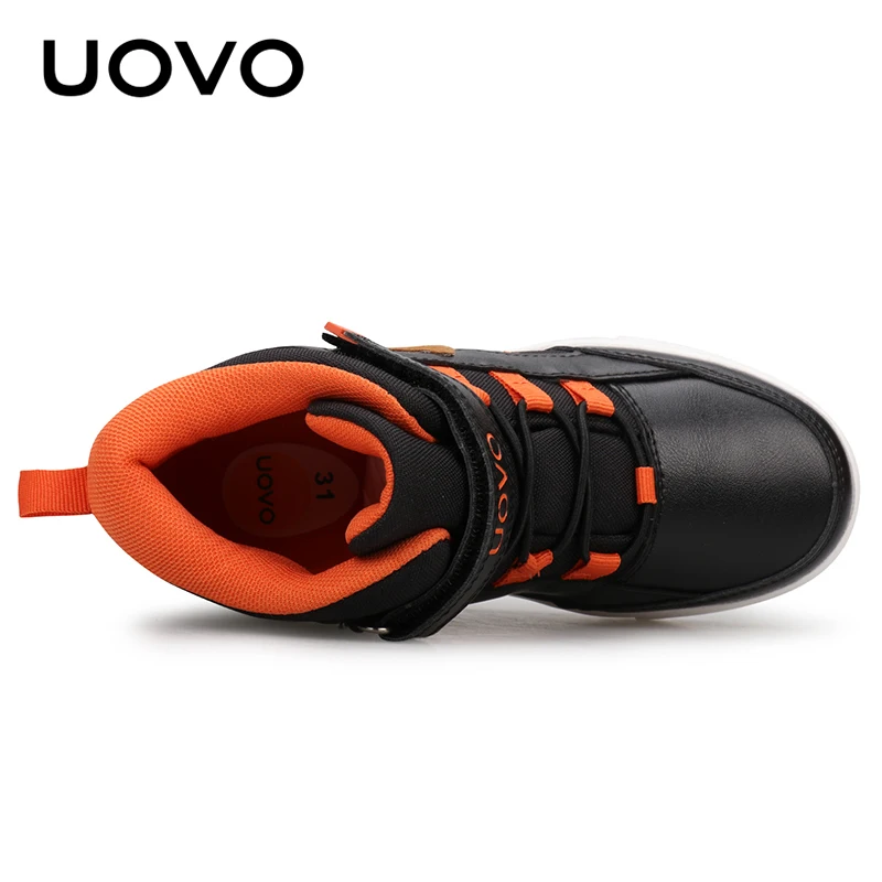 UOVO-zapatos clásicos de invierno para niños, zapatillas planas con forro de felpa, cálidas, a la moda, talla 28 a 39, novedad