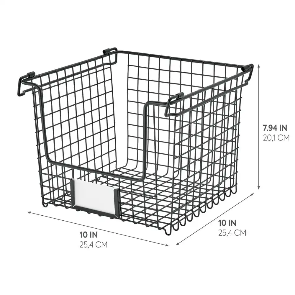 iDesign Classico Stackable Basket 10" x 10" x 7.75", Matte Satin