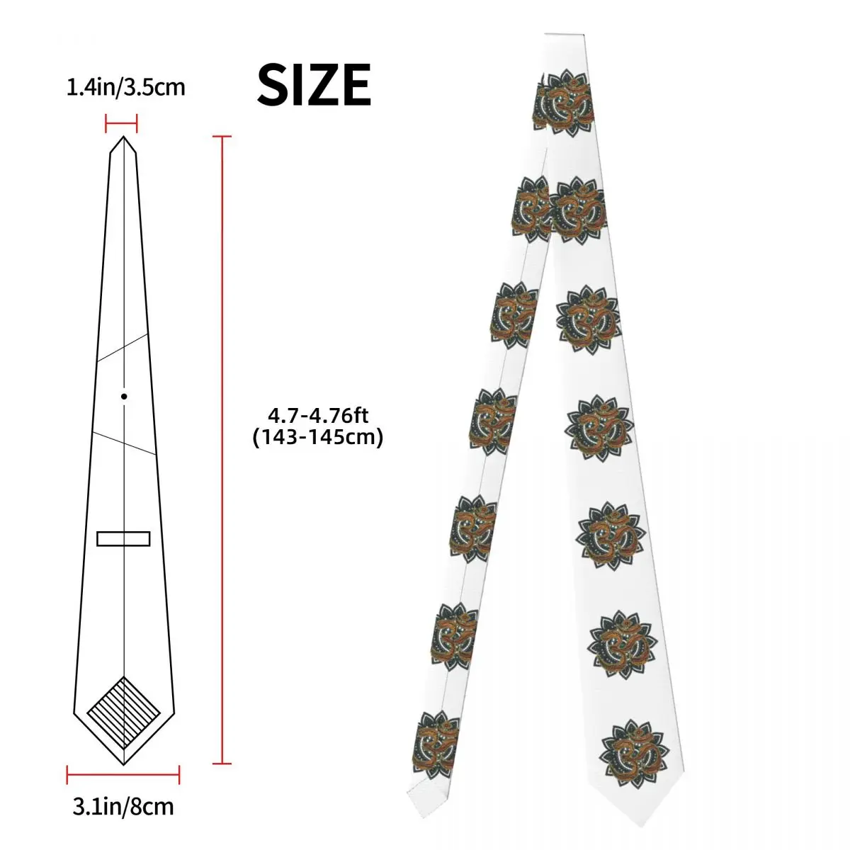 Om Zen Mandala Yoga Meditazione Cerchio Cravatta per uomo Seta Poliestere 8 cm Cravatte da lavoro per feste Cravatta classica Gravatas