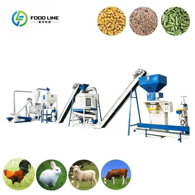 Customized 500-1000KG/H Popular Animal Feed Processing Plan Chicken Livestock Feed Plant Poultry Feed Pellet Machine